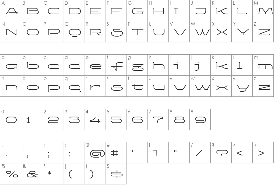 Ketosag font character map preview