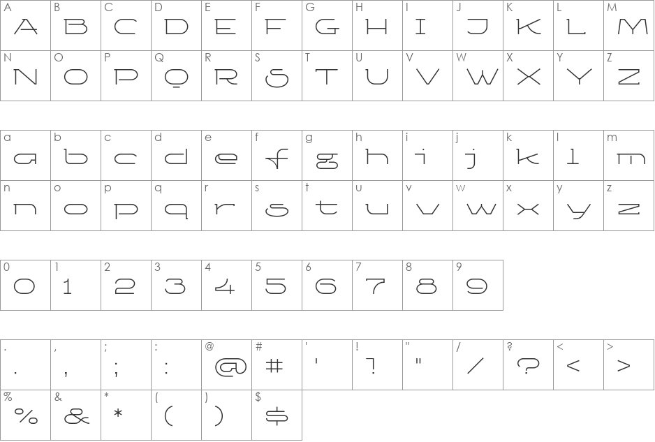 KetosagCLt font character map preview