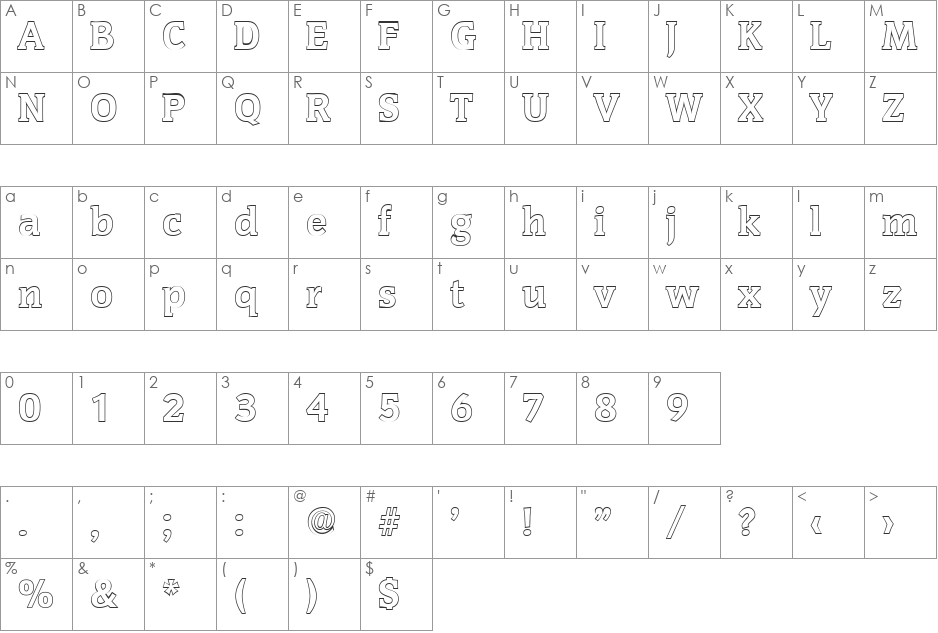 KevinBeckerOutline-ExtraBold font character map preview
