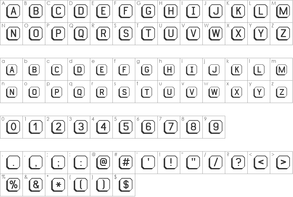 Keyboard font character map preview