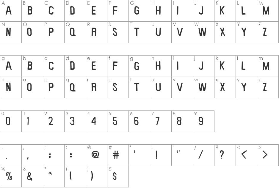 Keyboard Plaque font character map preview