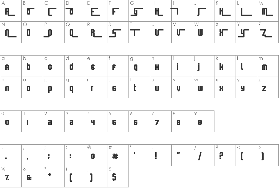 Keyboard Warrior font character map preview