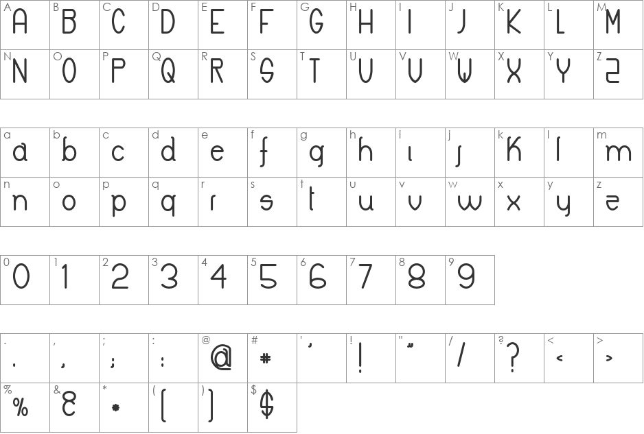 Keyla font character map preview