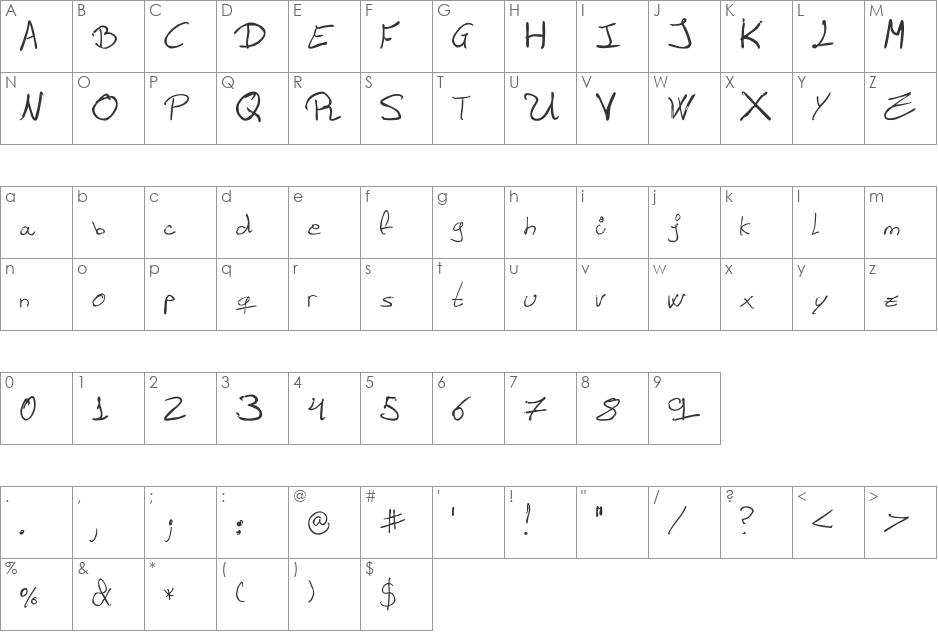 Asfhy Font 1 font character map preview