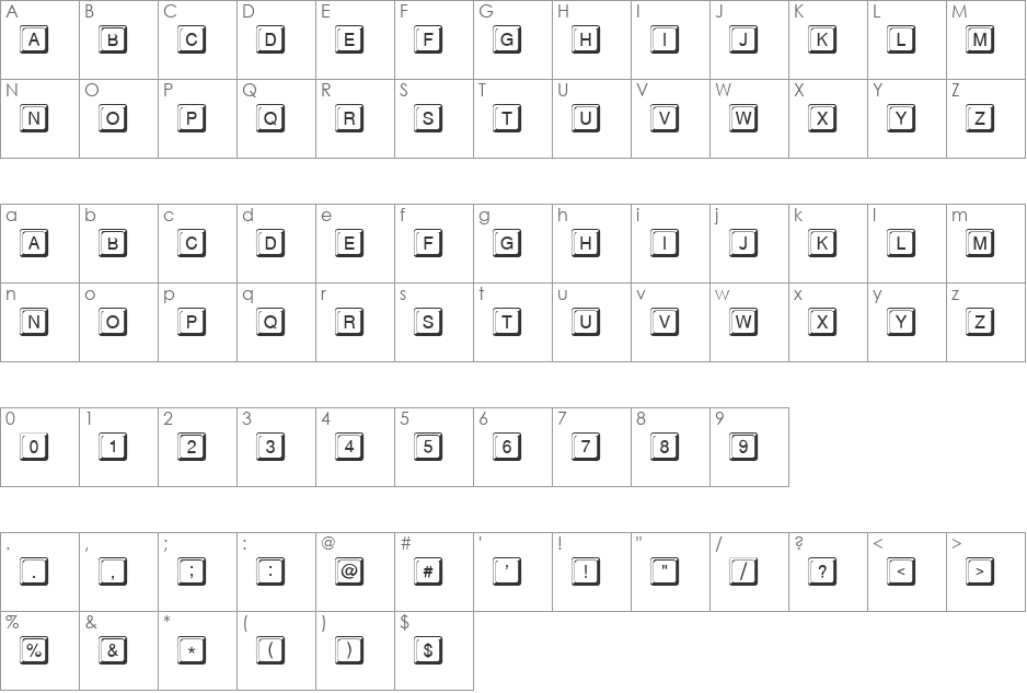 Keyssey font character map preview