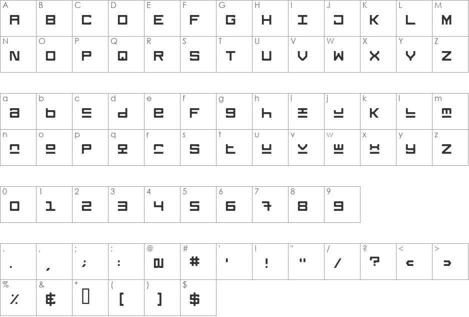 Keystone font character map preview