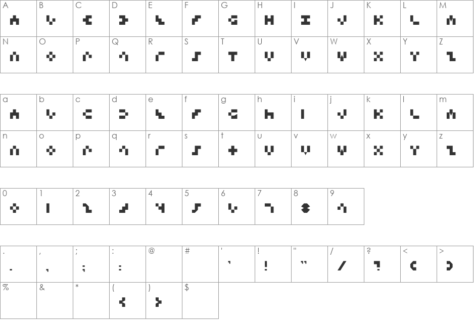 Keystone font character map preview