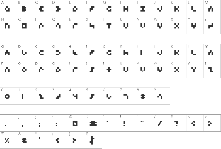 Keystone font character map preview