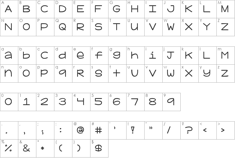 KG Adipose Unicase font character map preview