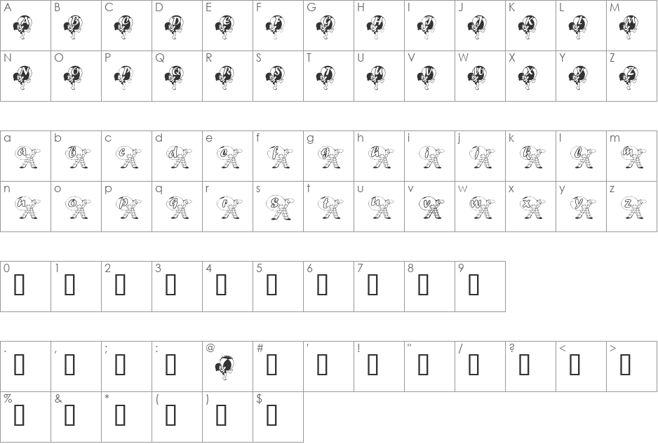 KG BEACHBALL font character map preview