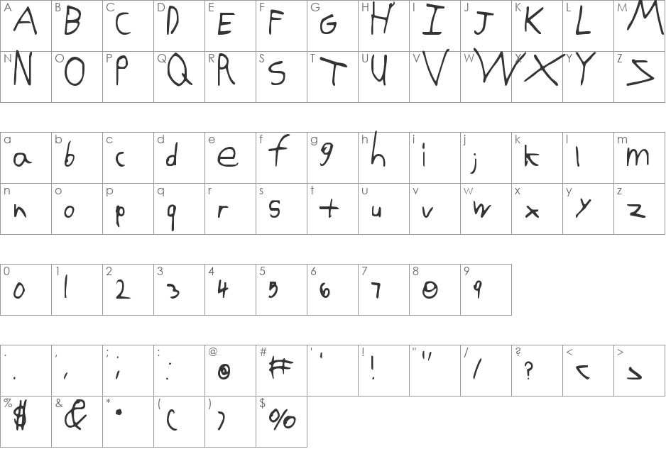 KG Domo is my FAVORITE font character map preview