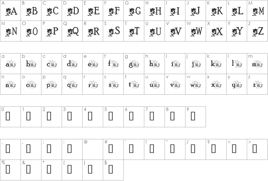 KG GIRLTALK font character map preview