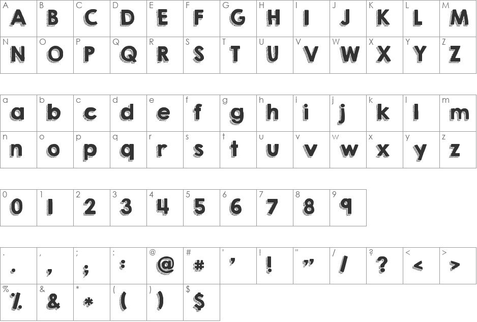KG HAPPY font character map preview