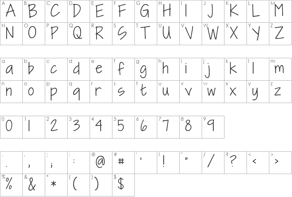 KG I Need A Font font character map preview