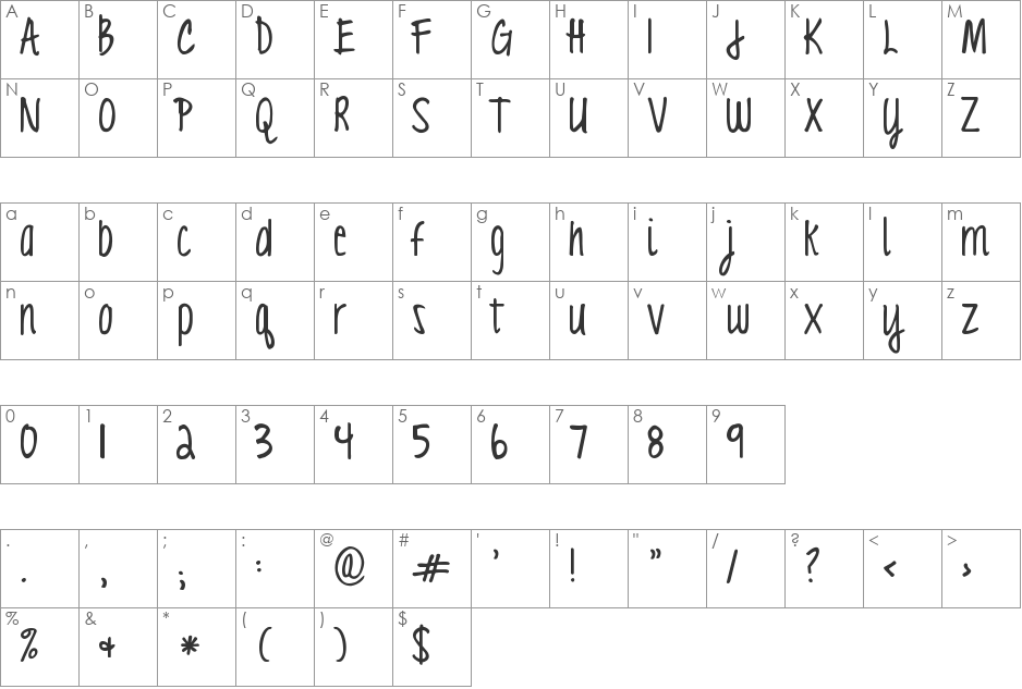 KG Love You Through It3 font character map preview