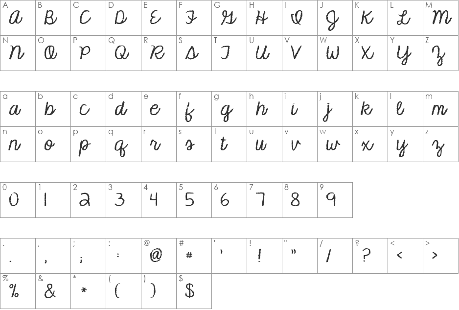 KG Makes You Stronger font character map preview