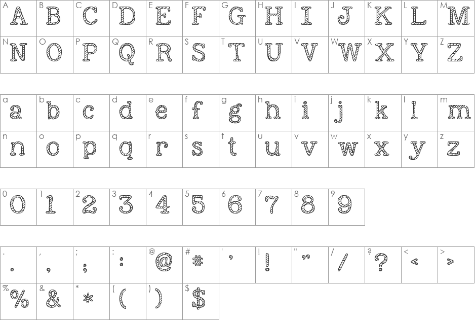 KG Next to Me Solid font character map preview