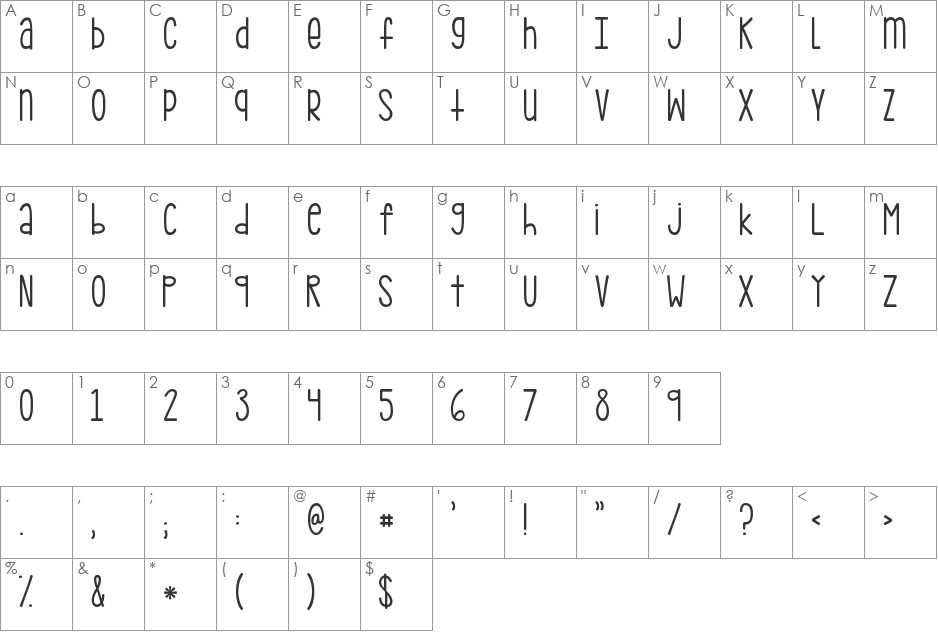 kg pdx bridgetown font character map preview