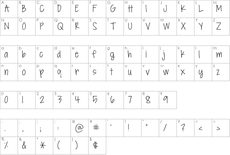 KG Seven Sixteen font character map preview