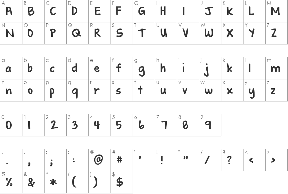 KG Shadow of the Day font character map preview