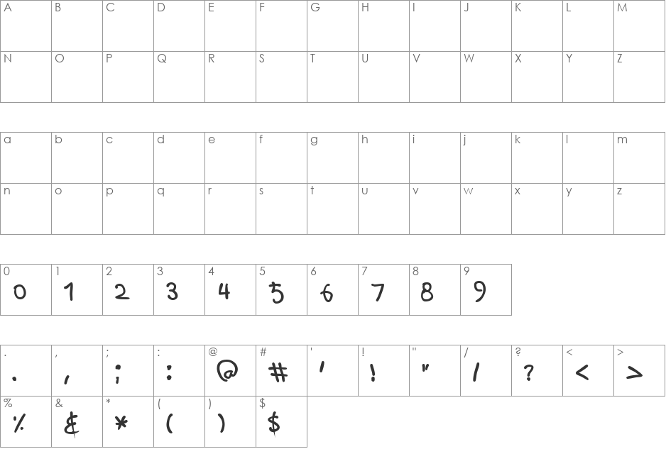 Ashem font character map preview
