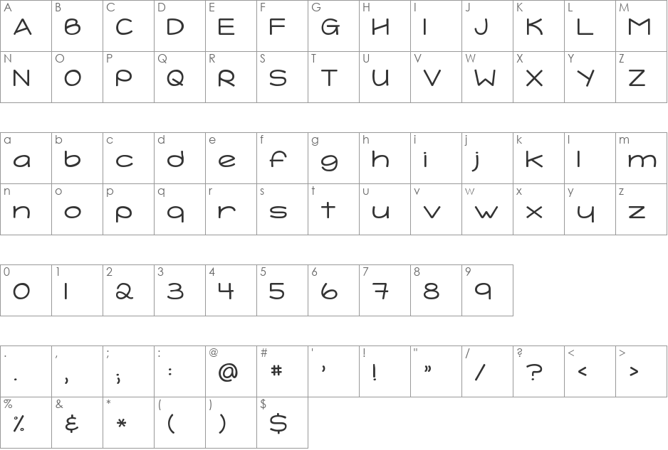 KG Tightrope font character map preview