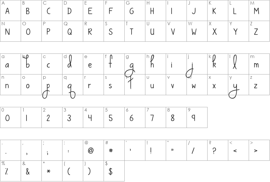 KG Ways to Say Goodbye font character map preview