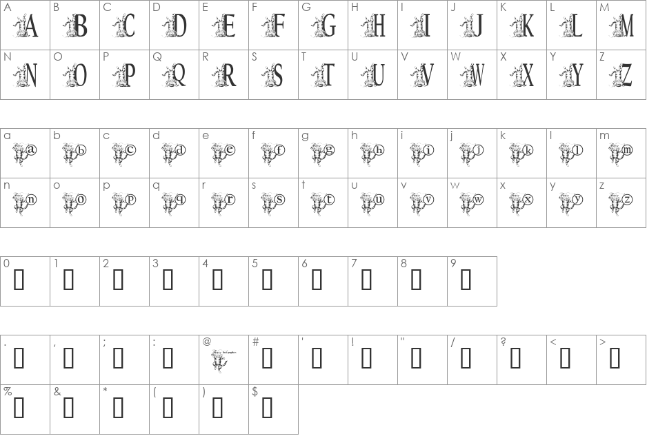 KGKATZ2 font character map preview