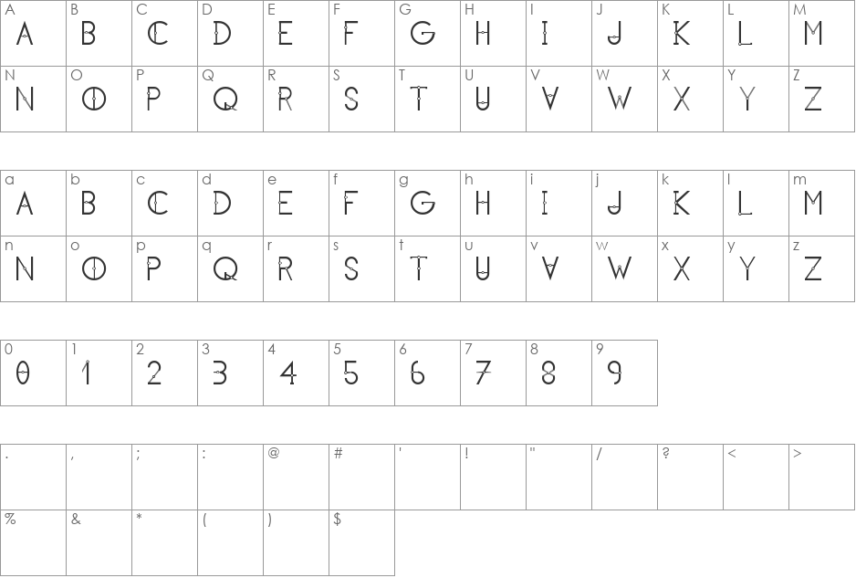 KH Cosan font character map preview