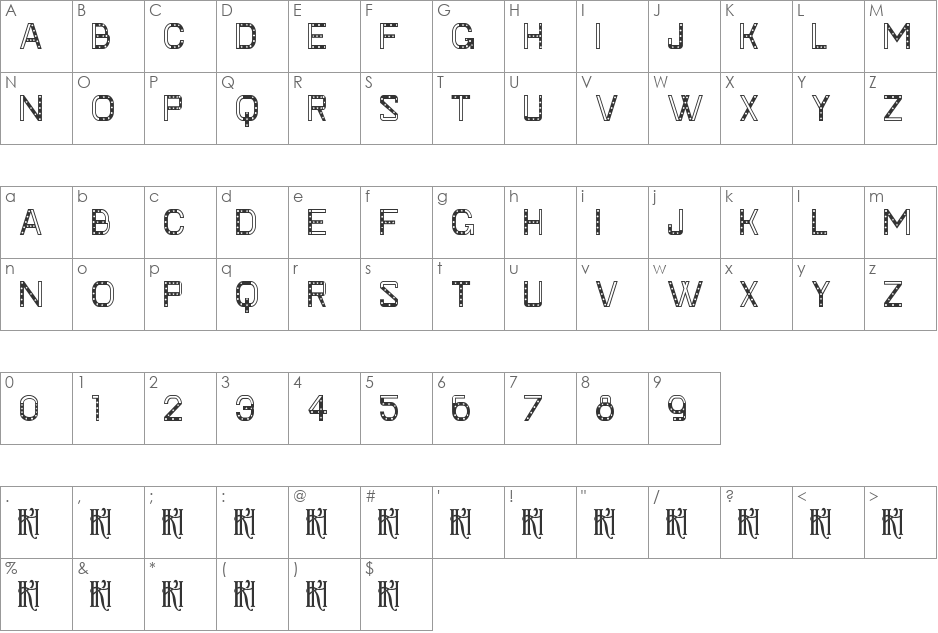 KH Faygt font character map preview