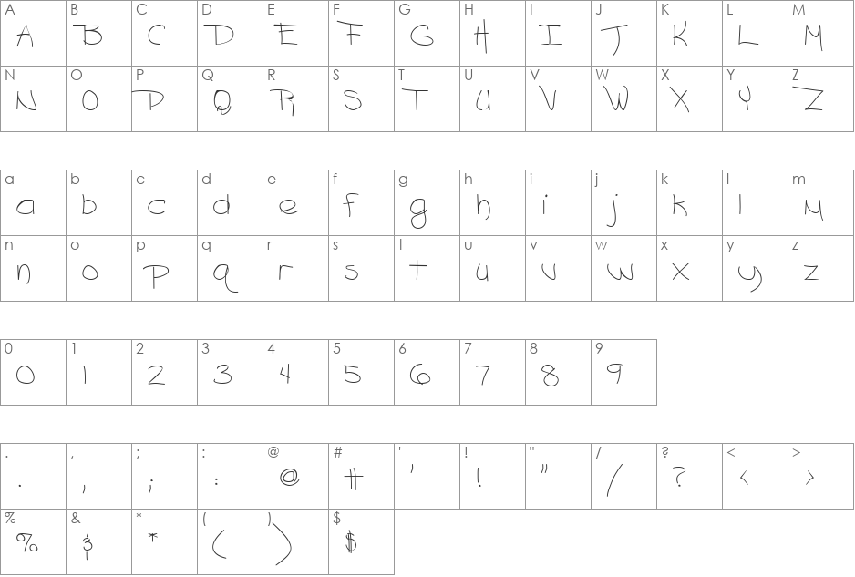 Ashford font character map preview