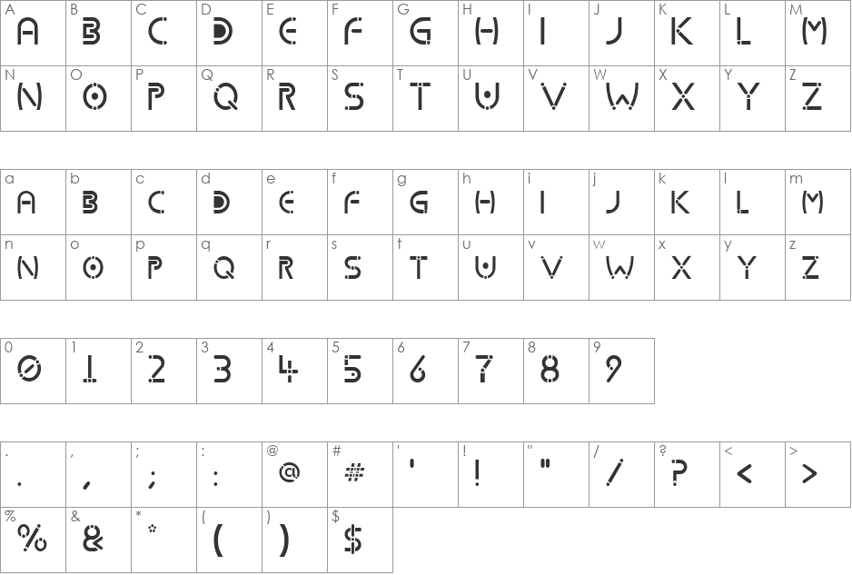 Kharnorric font character map preview