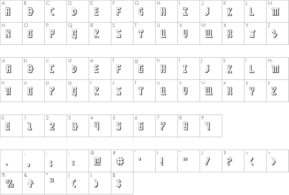 Khazad-Dum 3D font character map preview