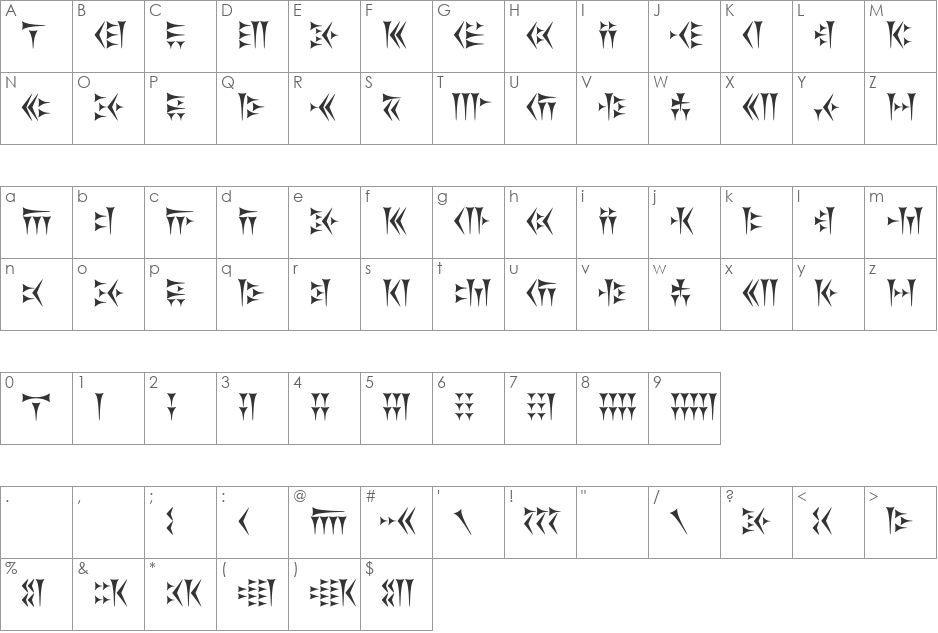 Khosrau font character map preview