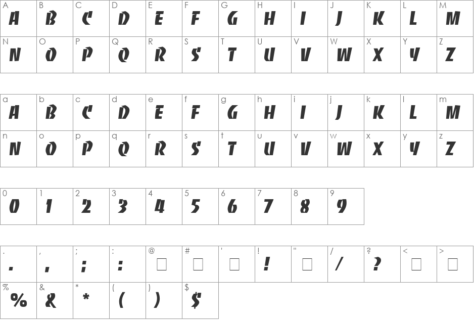 Kick Start SSi font character map preview
