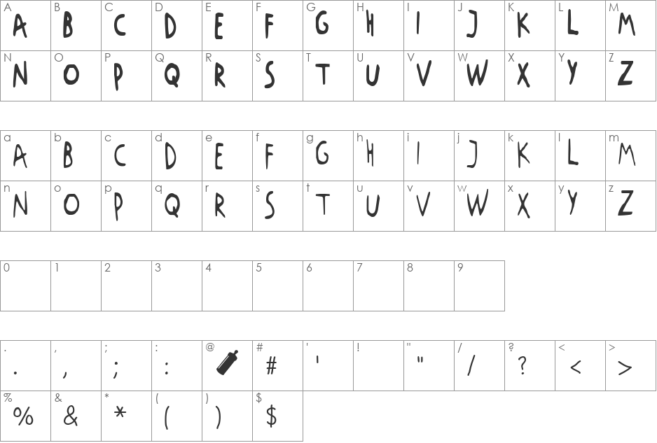Kiddiefonts font character map preview