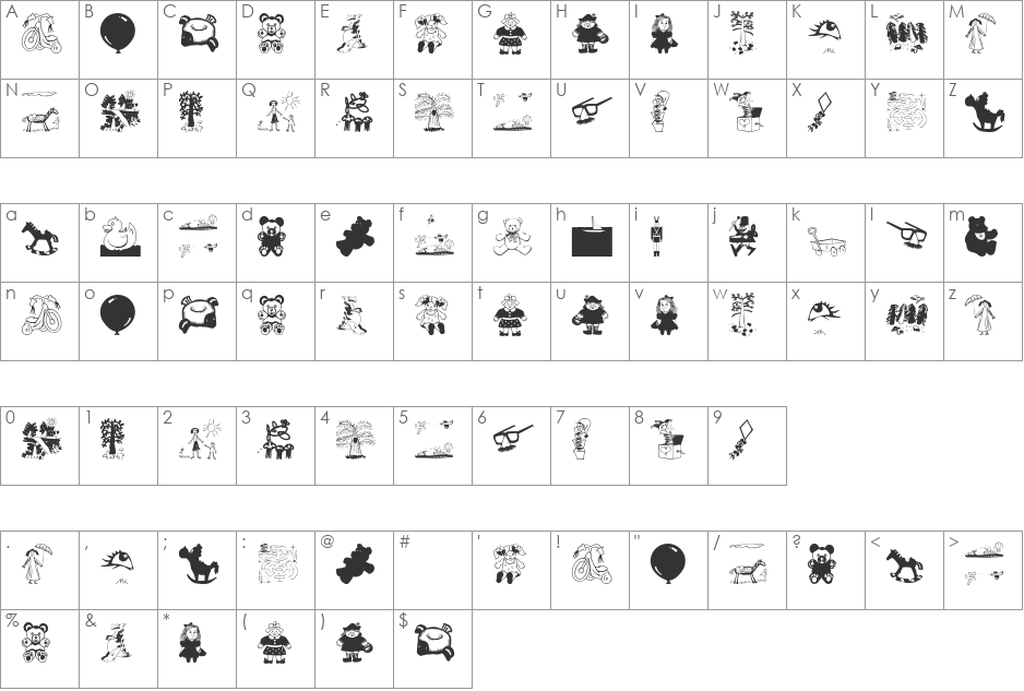 KidsStuff font character map preview