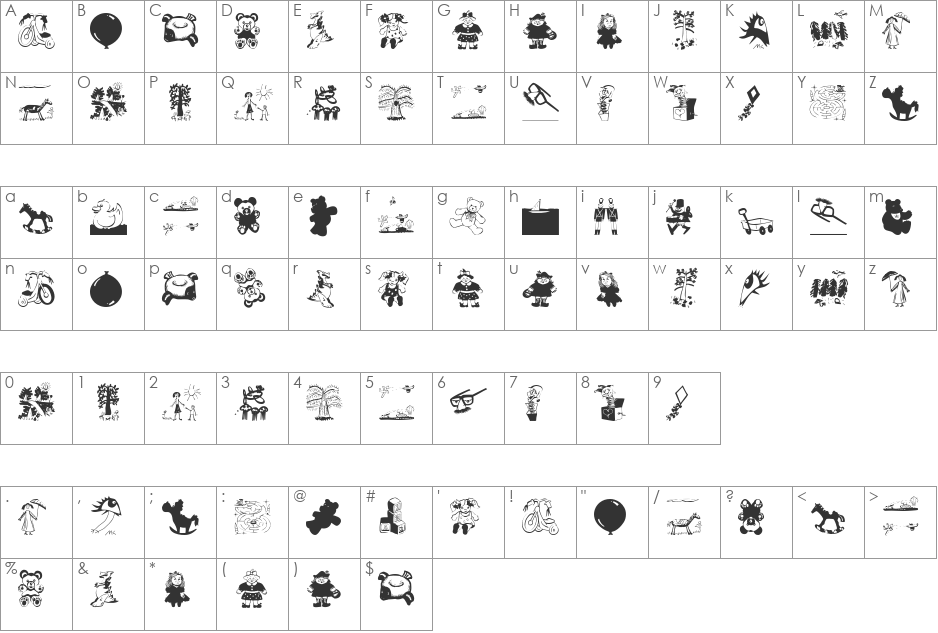 KidsStuffAdded font character map preview