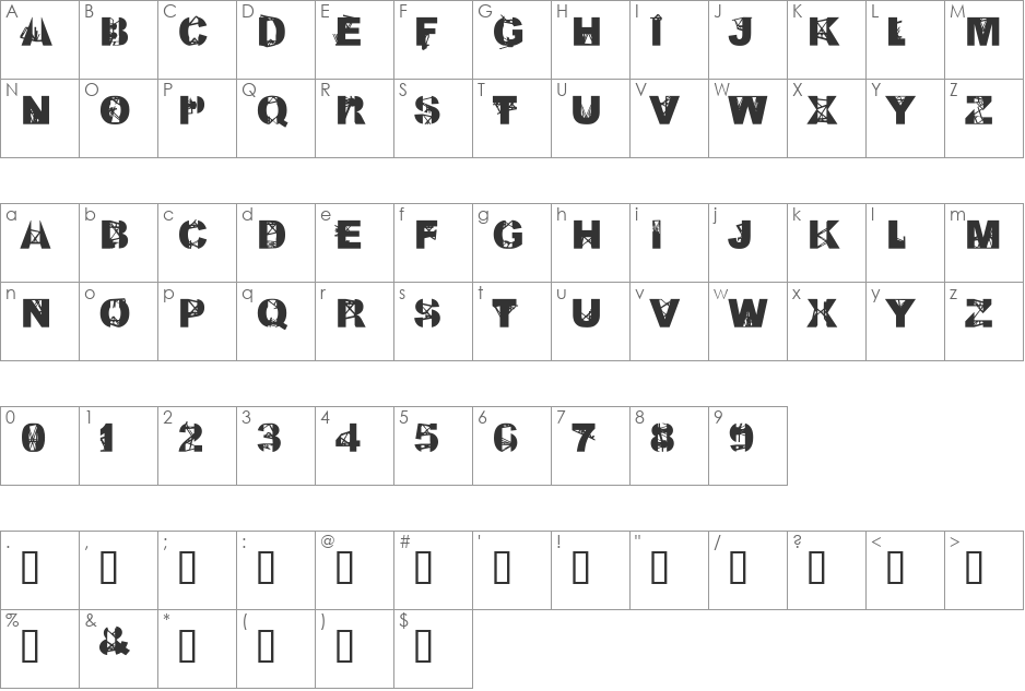 Kill All Fonts font character map preview