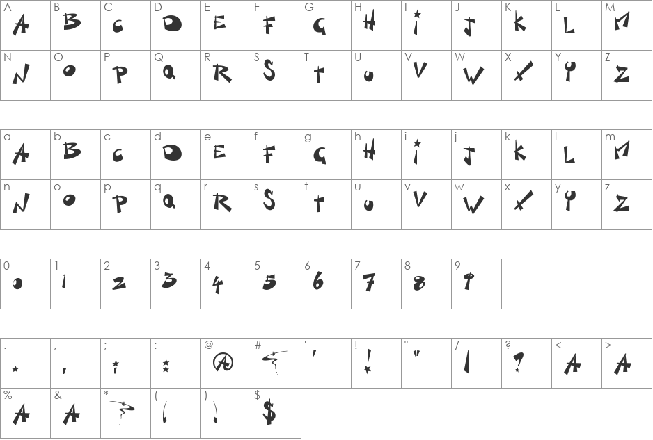 Kill Switch font character map preview