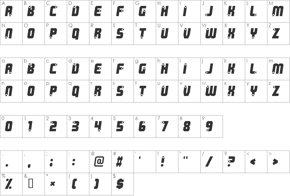 Killer boots font character map preview