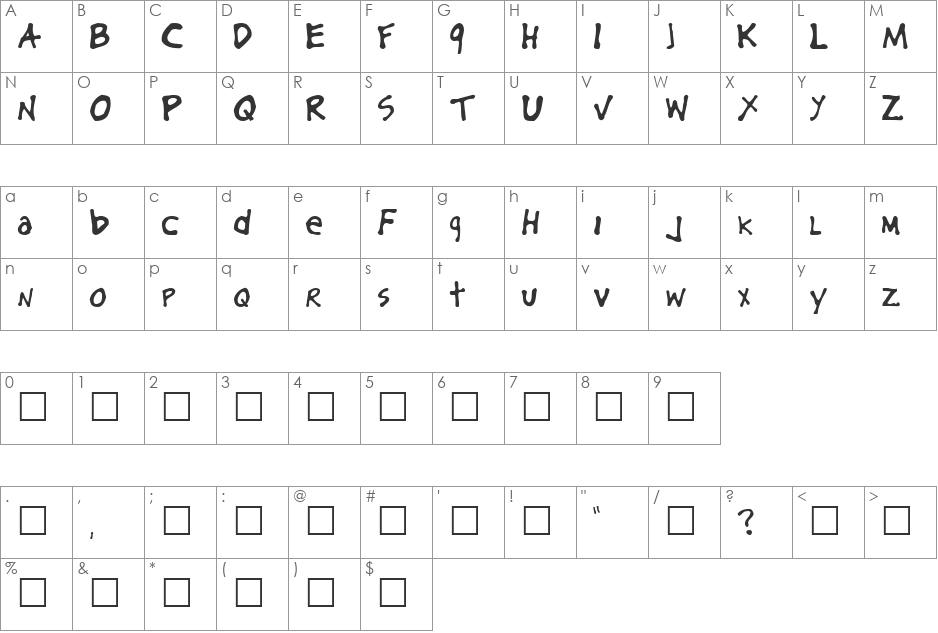 Killerbee font character map preview