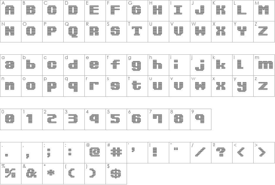 kimidori mugcup font character map preview