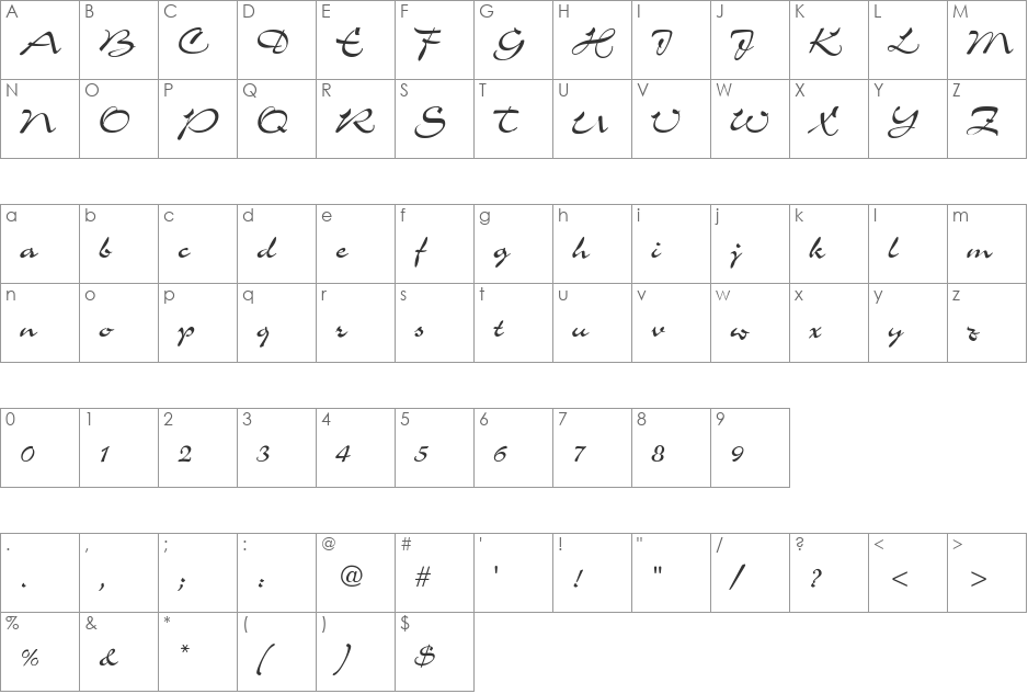 Kimmee font character map preview