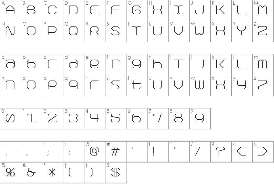 Kimono font character map preview