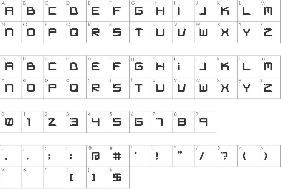 Kimpet font character map preview