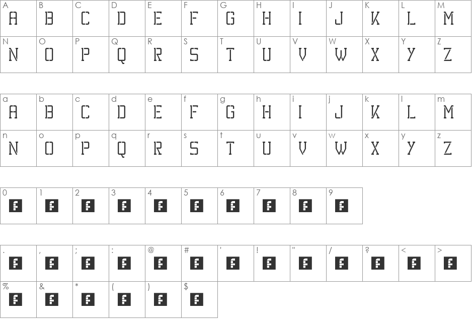 Kinetic Extreme font character map preview