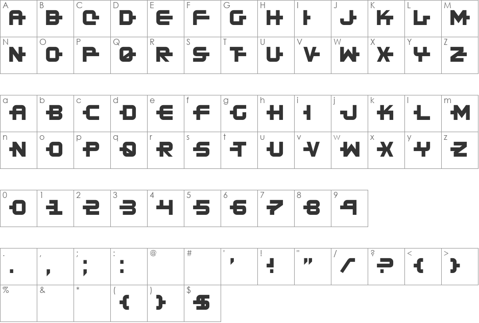 Kinex 2 font character map preview