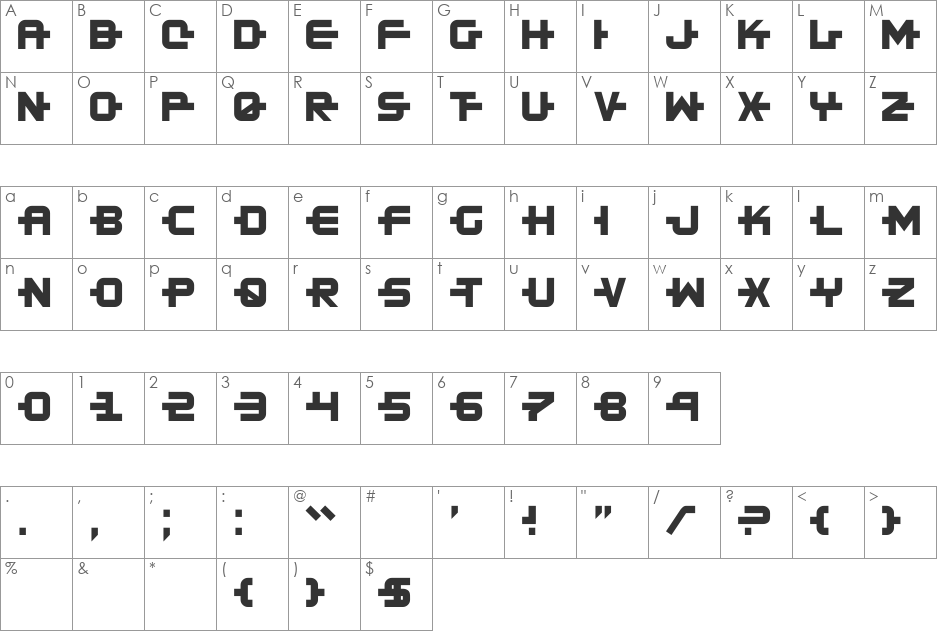 Kinex X font character map preview