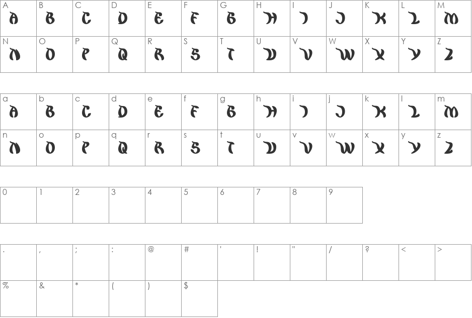 king cobra font character map preview